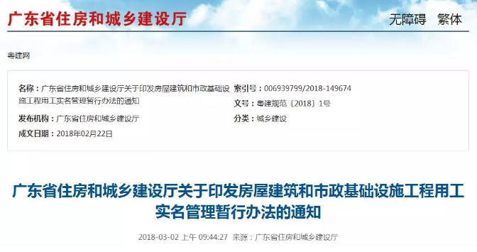 住建廳多次發文要求在建筑工程領域推行實名制管理